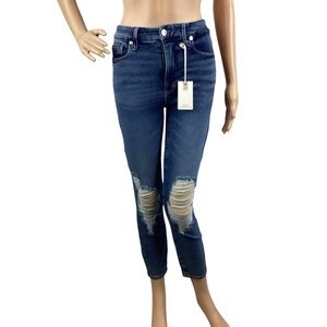Good American Good Waist Crop Distressed Skinny Jeans 25